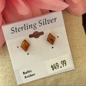 NWT Baltic Amber Sterling Silver Earrings